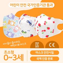 50매 0~3세 유아용 초소형 3D 입체 새부리형 캐릭터 마스크 KC인증 일회용 어린이 아동, 체리
