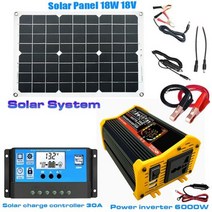 컨트롤러 500w 태양광 220 인버터 주택용 가정용 태양광인버터3kw 700w 6000W 수정 사인파 전압 변환기 12V ~ 220V + 18W 태양 전지 패널 30A 광 발전, 스타일 B, DC 12V, 110V