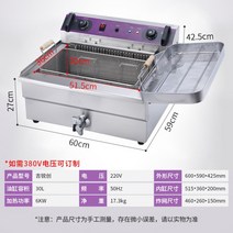 전기 업소용 튀김기 20L 대용량 치킨 텐동 온도조절 전기튀김기, 30L 이중 온도조절 튀김기 + 대형 오일리턴