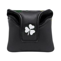 YSSHOP 골프 말렛 퍼터 커버 스퀘어 센터 샤프트 헤드 커버 프로텍터 케이스, 가죽, 검정