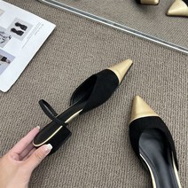 투톤슬링백 하객구두 배색 여자슬링백 앞코배색 로우힐 투톤 뾰족