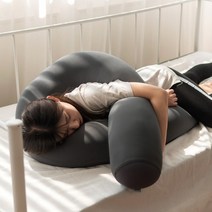 업그레이드 쫀득 바디필로우 마이크로에어볼 꿀잠 필수템 롱쿠션 냉감 (뚱뚱이 U자형) 바디필로우, 뚱뚱U자형 아이보리