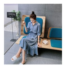 ANYOU 원피스 넉넉하고 고급스런 여름 날씬해 기질의 미디스커트 원피스