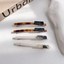 (2컬러)달마시안 브라운 사각 포인트 셀룰로오스 빼빼로 일자 반머리 옆머리 자동핀