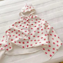 백백이나라 유아용 순면 4겹거즈 후드 비치가운, 딸기