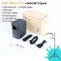 MECOOL-KP1 미니 프로 프로젝터 AOSP 안드로이드 9 1 + 8G 300 ANSI 루멘 720P 전기 초점 4D 키스톤 홈, 06 Q1 160cm T_01 EU 플러그