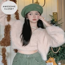 어썸클로젯 마리 밍크퍼 컷아웃 니트