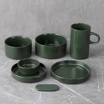 cocooning 신혼부부 혼밥 밥그릇 국그릇 1인 그릇 세트 시리즈2, 그린