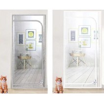 호쿠호니 방묘창안전문고양이방충망강아지 네트망 방범창 중문 만들기, 고양이방묘문-화이트_XS(85*210cm)