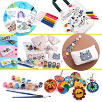 그리기팽이 그리기파우치 부직포도안가방 물감세트 사인펜6종 그리기세트- (물감/사인펜/붓2종 포함), 3. 캔버스천파우치세트(물감랜덤)-아기코끼리