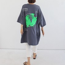 애플망고샵 빅사이즈 여성 반팔 롱티 시그니처 롱박스티 오버핏 루즈핏 캐주얼 롱티셔츠