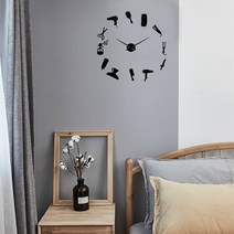 바버샵 네일샵 Diy 바버샵 거울 효과 대형 벽시계 툴킷 장식 틀 시계 미용사, 한개옵션0