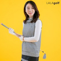 [라라골프] 여성골프웨어 스트라이프 민소매_골프조끼_민소매티_민소매후드티