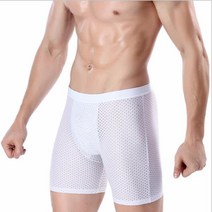 손세차4팩 남성 반바지 아이스 실크 편안한 통기성 메쉬 긴 다리 브리프 비스코스 속옷 이너웨어 선물, 04 WHITE, 04 WHITE_03 XXL_01 4pcs