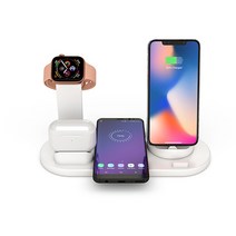 Romantic Cabin 6in1 고속 무선충전기 멀티 무선충전 거치대, 화이트