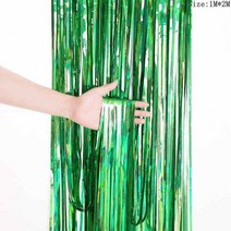 인공 열대 야자수 잎 하와이 파티 여름 정글 웨딩 생일 홈 테이블, 12 1MX2M Foil Curtain