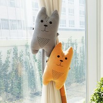 5myshop_동물 커튼 타이백 커텐 장식 인형_고양이 그레이 끈 백 소품 걸이 자녀방인테리어 아이_5myshop, 무옵션상품임!!