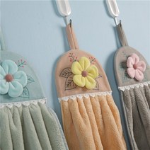 작은수건 노르딕 가정용 닦기 수포 주방 화장실 손 애니메이션 큐트 흡수 걸이식 팬시 수건닦이 2615576741, 290x5x400mm, 작은꽃 수건닦이 콤비네이션