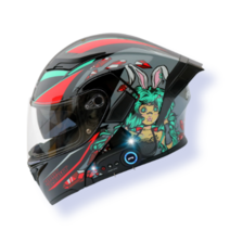 킥커머스 초경량 블루투스 풀페이스 시스템 오토바이헬멧 하이바 바이크 헬멧, XL, 레빗걸