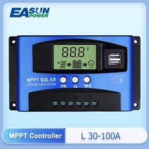 MPPT 태양광 충전 컨트롤러 듀얼 USB LCD 디스플레이 자동 패널 레귤레이터 30 40 50 60 100A 12V 24V, 3.50A
