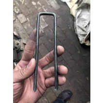 고정핀 고정 장치 자형 원예 인조 와이어 매트 스틸 잔디 야자 접지 개세트, 원색 지름 6mm 길이 30cm 100개
