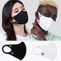 LXP579 구리나노섬유 반영구 항균 패션마스크 빨아쓰는 마스크 프린트 버전 3종 (베이직 라인), 스타(별) 문양 블랙, M (얼굴이작은여성&16세이하청소년 권장)