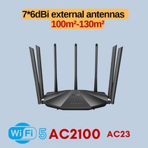 라우터 네트워크 교체 수리 부품 Tenda 와이파이 무선 AC23 2.4G 5Ghz 범위 확장기 7 6dBi 외부 안테나 포함 더 넓은 신호 증폭기, [01] EU 플러그, [04] 7x6dBi AC2100