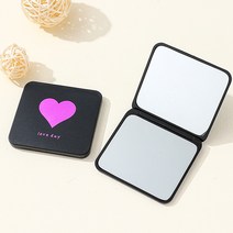 다왕 J0yZZF013 심플 도형 러브데이 레터링 접이식 손거울, (하트), 1개