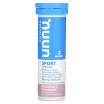Nuun 눈 Hydratio 하이드라티오n Sport Effervescent Electrolyte 전해질 이온 Supplement 딸기맛 레몬에이드 10 타블렛정