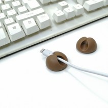 ZZJJC 펀치리스 데이터선 수납고정기 충전선 이어폰 와이어선기 사무실 책상머리선고정기, XT.브라운, 1공.*****15개별포장*