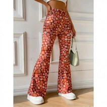 여성 바지 EZwear 올오버 꽃 패턴 벨 보텀즈 532866