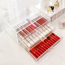 리빙웍스 3단 5단 서랍형 자유칸 네일 파츠 보관 정리 함, 리빙웍스 3단 자유칸 정리함-투명