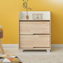 장인가구 뉴시드니 편백나무 2단 600 전도방지 서랍장, 내츄럴화이트