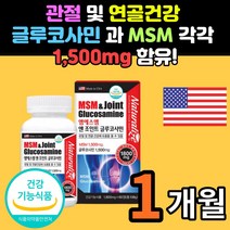 미국 직수입 엠에스엠 앤 조인트 글루코사민 MSM 상어연골 녹색잎홍합추출물 생선 피쉬 콜라겐 중년 부모님 손가락 손목 무릎 관절 연골 에 도움 영양제 캡슐 정 선물 추천, 60정 -1개