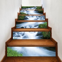 자연 경관 계단 시트지 스티커 이동식 방수 3D 홈 인테리어 아트 장식, 18x100cmx13pcs, LT6-24
