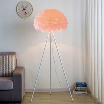 스탠드 조명 무드등 깃털 장스탠드 인테리어 거실 침대 탁상 스탠딩 LED, 핑크 깃털+화이트 스위치