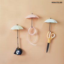 우산형 벽걸이 후크 3p - 인테리어 현관 열쇠 소품걸이, 연핑크/연카키/연그린