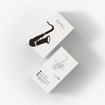 [리얼엠엔제이] 명함 제작 색소폰 트럼펫 기타 악기 일러스트 디자인 인쇄 주문, 반누보내츄럴화이트-기본