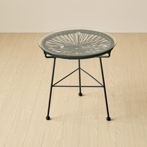 하늘창가구 뉴코드테이블 강화유리테이블 라탄테이블 간이테이블 야외테이블, 뉴 코드테이블-블랙