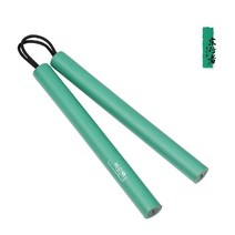 연습용 쌍절곤 스폰지 수련용 안아픈 대련용 태권도 안전 무술 쿵푸 연습 용품 호신용, L. 어린이용 녹색 110g + 파우치