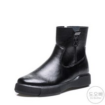 도오빠 여성 가죽 앵클부츠 발편한 미들워커 캐쥬얼