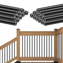 Muzata 25팩 91.4cm(36인치) 알루미늄 데크 밸러스터 블랙 실내 실외 난간 현관 계단 스핀들 1.9cm(3/4인치) 할로우 라운드 목재 및 합성 데크용 WT01, 25