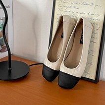 투톤 여성 플랫슈즈 미들힐 편안함
