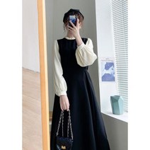 초가을 겨울 여성 복고풍 프렌치 블랙 햅번 원피스