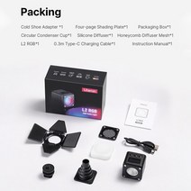 Ulanzi RGB 필 라이트 11 동적 조명 효과 내장 배터리 자기 흡착 LED 비디오 휴대폰 브이로그 L2, 01 RGB light