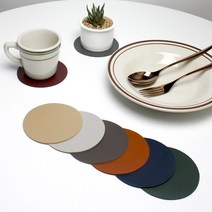 [3+1 이벤트] 원형 양면 방수 가죽 컵받침 유리컵 커피잔 화병 티 코스터, 밝은회색_유/무펄