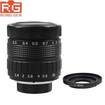 Fujian 캐논 EOS M2 M3 M5 M6 M10 용 CCTV 카메라 렌즈 및 C-매크로 링 50mm F1.4, [01] Black, [01] 캐논