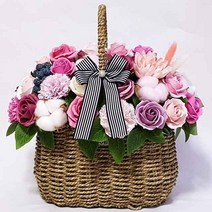 수앤로즈플라워 비누꽃바구니 30송이 40송이 50송이 어버이날선물 병문안선물 개업선물, 30송이-목화