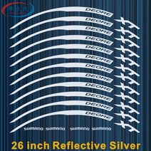 자전거휠데칼 휠림 산악 자전거 스티커 26 27.5 29er 인치 디스크 데칼 MTB 12 개/세트, 10 26 Reflective Silver
