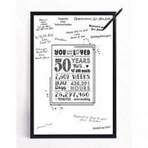 Katie Doodle 50번째 생일 장식 여성 남성 - 귀여운 방명록 대체 또는 카드 훌륭한 50주년 결혼 기념일 남성을 위한 선물 27 9 x 43 2cm(11 17인치) 사인, 50 년 사랑 (액자 없음)_블랙.